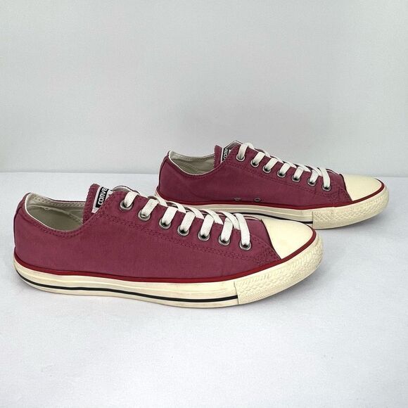 Converse Chuck Taylor All Star Port Red Washed Canvas Low Tops Mens 9 Womens 11 - Picture 1 of 10